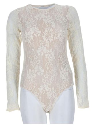 Zimmermann High Neck Long-Sleeve Lace Bodysuit