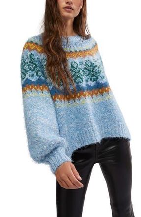 Free People Festive Frost Fair Isle Sweater in Ice Blue Combo at Nordstrom Rack, Size X-Small