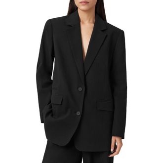 AllSaints Essen Stretch Cotton Blazer in Black at Nordstrom Rack, Size 10 Us / 14 Uk