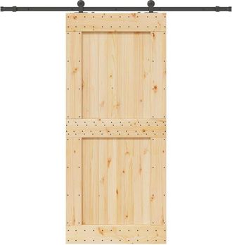vidaXL Vidaxl - Puerta Corredera Con Herrajes Madera Maciza De Pino 100x210 Cm