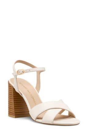 Stuart Weitzman Alyssa Ankle Strap Sandal in Cream/New Cameldnu at Nordstrom, Size 6.5