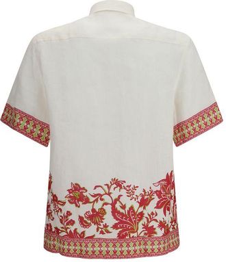 Etro Floral-Embroidered Linen Shirt - White