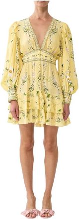Camilla Button Front Frill Dress - Dames - Zomerkleedjes - Geel - S - Kleedjes