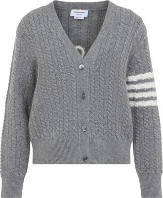 Thom Browne 4-Bar Anker Intarsia Vest - Dames - Vesten - Grijs - S - Wol - Truien & Vesten