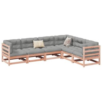 Berkfield Home 6 Piece Garden Sofa Set Solid Wood Douglas Fir in Brown