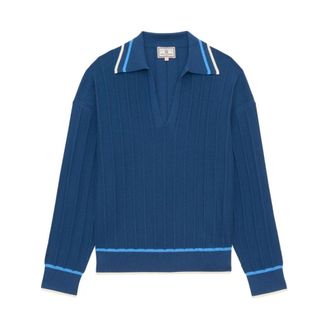 Ines De La Fressange Solange Jumper - Dames - V-hals truien - Blauw - L - Katoen - Truien & Vesten