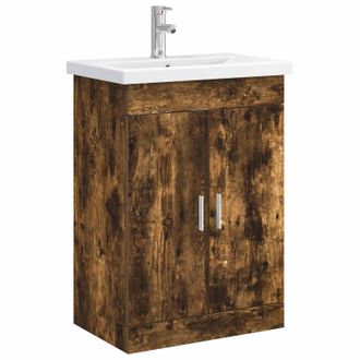 vidaXL Juego De Muebles De Ba&ntilde;o Roble Ahumado 61 X 40 X 84,5 Cm Vidaxl