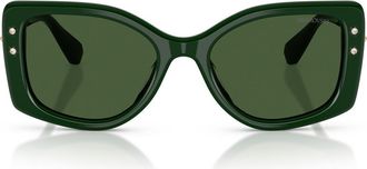 Swarovski 54mm Pillow Sunglasses in Dark Green /Dark Green at Nordstrom