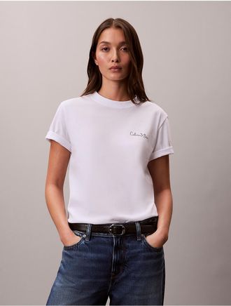 Calvin Klein Jeans Calvin Klein Womens Small Script Logo Classic T-Shirt - White - XL