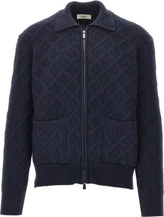PIACENZA 1733 Diamond-motif wool full-zip cardigan Man 50