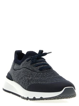 Brunello Cucinelli Mens Blue Cotton Athletic Sneakers