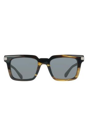 Ferragamo 53mm Rectangle Sunglasses in Khaki Horn at Nordstrom