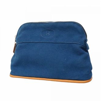 Herm&egrave;s Blue Canvas Pouch (Pre-Owned)