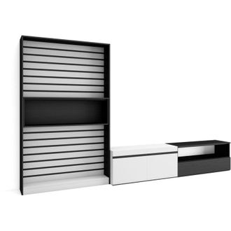 Skraut Home Mobile Soggiorno tv, Parete Attrezzata Soggiorno, 310x186x35cm, Per tv fino a 80, Set di mobili, Stile moderno, Bianco e nero - Skraut Home