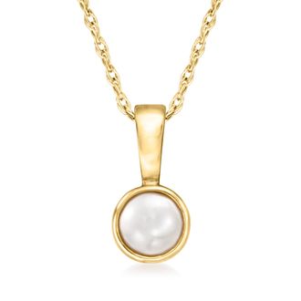 RS Pure by Ross-Simons 4mm Cultured Pearl Pendant Necklace in 14kt Yellow Gold
