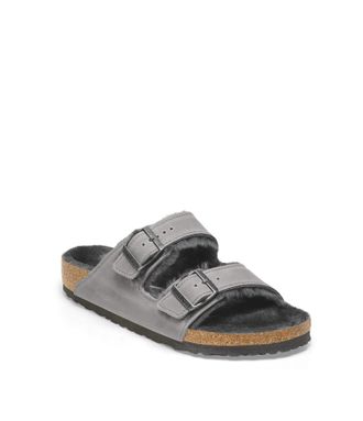 Birkenstock Womens Arizona Shearling Sandal In Iron