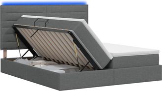 vidaXL Cama De Almacenamiento Led Con Colch&oacute;n Gris Oscuro 200 X 200 Cm Vidaxl
