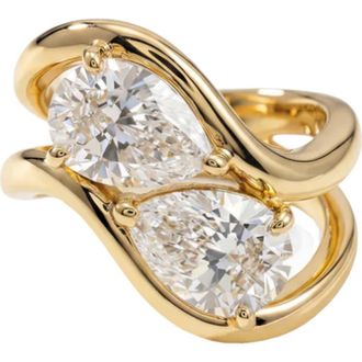The M Jewelers NY Set of 2 Pear-Cut Cubic Zirconia Rings in Gold at Nordstrom, Size 6
