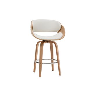 Miliboo Miliboo - Taburete De Bar Moderno Blanco Y Madera Clara 65 Cm Bent