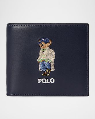 Polo Ralph Lauren Men & apos;s Leather Polo Bear Billfold Wallet