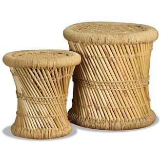 vidaXL Taburetes De Cocina 2 Unidades Bamb&uacute; Y Yute Vidaxl