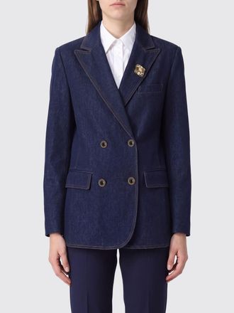 Liu Jo Blazer doppiopetto in denim di cotone con rever a lancia
