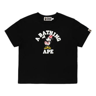 A Bathing Ape (WMNS) A Bathing Ape x Disney Minnie Mouse College Relaxed Mini T-Shirt Black 0ZXTEW907092Q-BLK