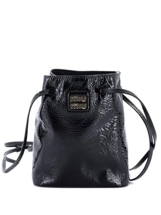 Miu Miu Aviator Patent Mini bucket bag - Zwart
