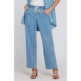 NYDJ Drawstring Relaxed Knit Denim Pants in Light Indigo at Nordstrom, Size Xx-Small P