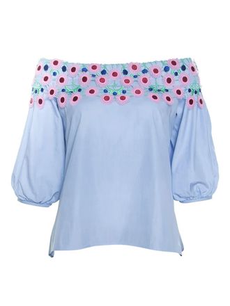 Peter Pilotto Top con ricamo a fiori - Blu