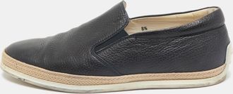 Tod's Tods Navy Blue Leather Espadrille Loafers