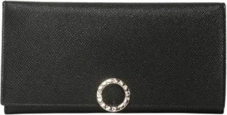 Bulgari Pre-owned Wallets, female, Black, Size: ONE SIZE Pre-owned Clip Large Wallet Grain Calf Leather Long Wallet