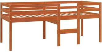 vidaXL Cama alta madera maciza de pino marrón cera 90x190 cm Vidaxl