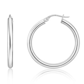 MAX + STONE Solid 10k or 14k Gold 2mm Thick Tube Hoop Earrings 12MM to 50MM