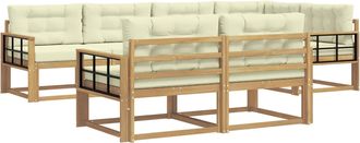 vidaXL Conjunto De Sof&aacute;s De Exterior 6 Uds. Blanco Y Crema Poli&eacute;ster Vidaxl