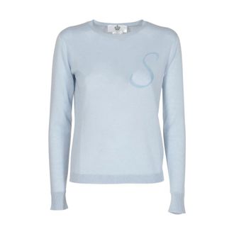 Dee Ocleppo Truien & Vesten, Dames, Blauw, XL, Kasjmier, Cashmere Trui met Ronde Hals Stijl S