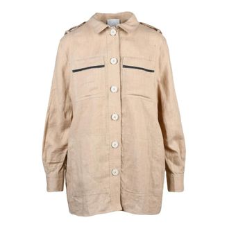 Eleventy Overhemden, Dames, Beige, S, Linnen, Shirts