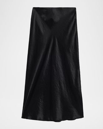 Vince Side-Slit Satin Slip Skirt