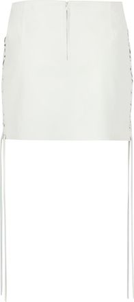 Salvatore Santoro Womens Leather Mini Skirt White Ovine