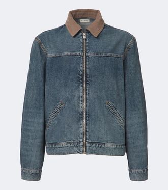 Frame Denim Corduroy-trimmed denim jacket