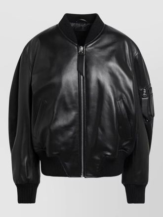 The Attico womens bomber jacket ribbed cuffs hem pockets