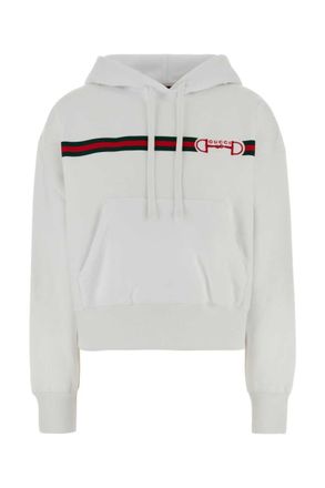 Gucci White Logo Full Sleeves Hoodie