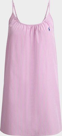 Polo Ralph Lauren Striped Cotton Gathered Mini Slipdress