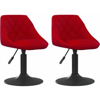 vidaXL Vidaxl - Sillas De Comedor Giratorias 2 Unidades Terciopelo Rojo Tinto
