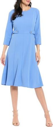 London Times Seamed Midi Dress in Grnda Blue at Nordstrom Rack, Size 14