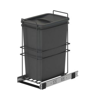 Emuca Contenedor De Reciclaje Para Fijaci&oacute;n Inferior Y Extracci&oacute;n Manual En Mueble De Cocina Recycle 35litros, Pl&aacute;stico Gris Antracita - Emuca