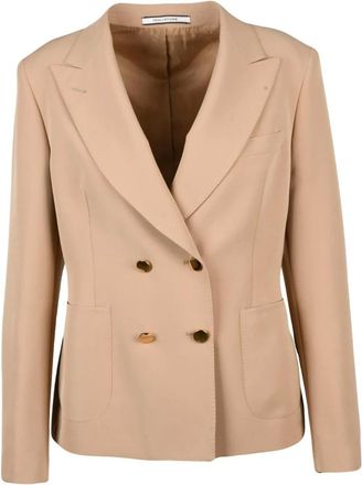 Tagliatore Jassen, Dames, Beige, L, Leer, Giacca Doppiopetto