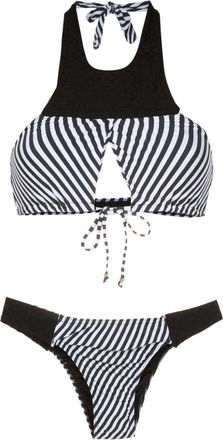 Amir Slama striped cut-out halterneck bikini - women - Polyamide/Elastane - PP - Black