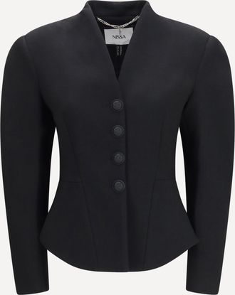 Nissa Tailored wool-blend V-neck Jacket Female 38