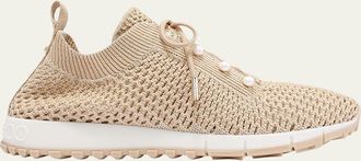 Jimmy Choo London Veles Imitation Pearl-Embellished Knit Sneakers